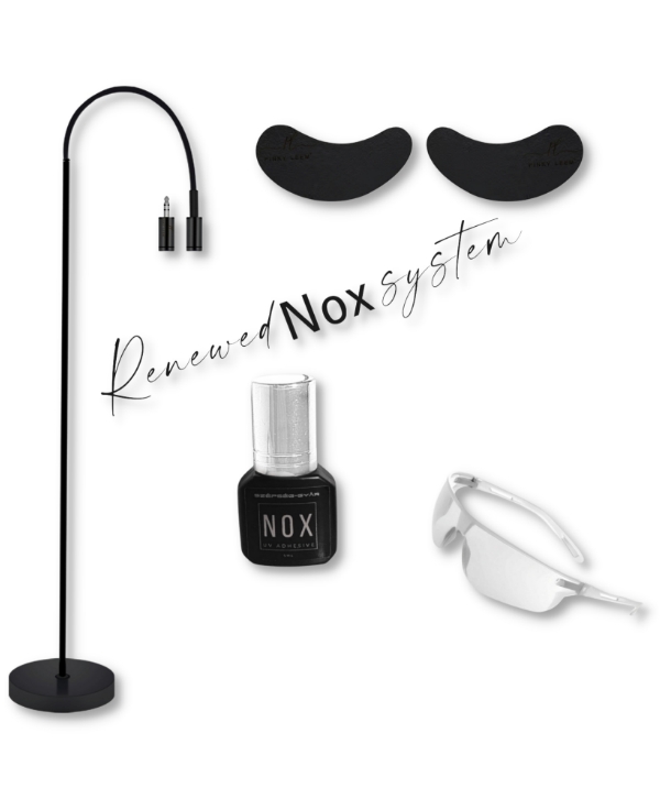 A NOX System LED-es UV műszempilla ragasztó cserélhető fejű lámpával és kiegészítőkkel