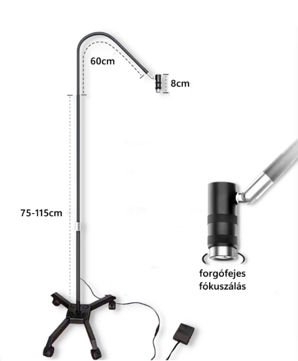 2 in 1 LED-es UV lámpa fényerősség és fókusztávolság állításával, plusz asztali kiegészítővel